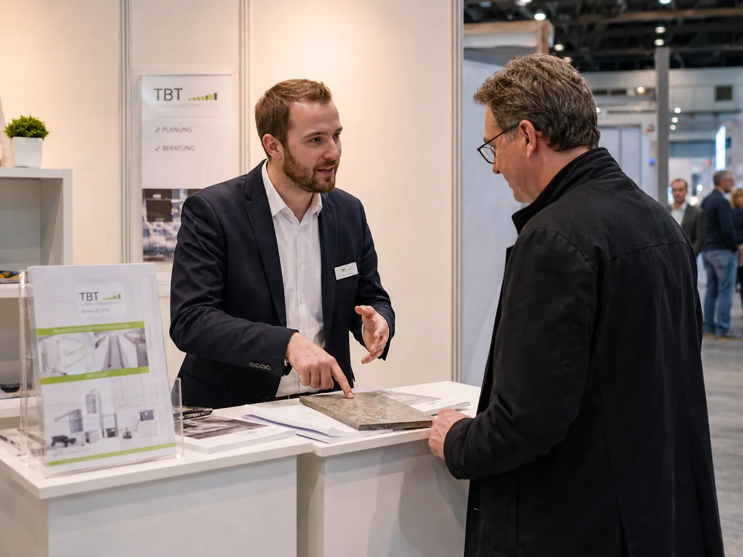 Modern booth presence with visible innovation