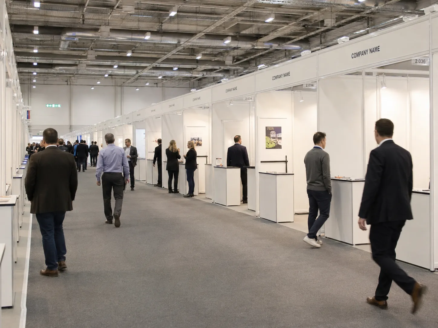 Trade fair booth with low visibility in the visitor flow